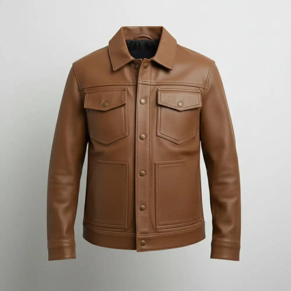 Leather Trucker Pebbled Jacket