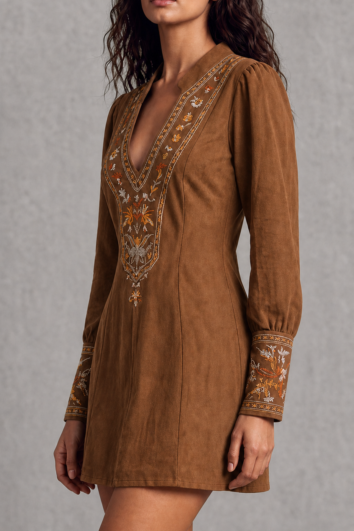 Refined Plunge Neck Floral Mini Dress