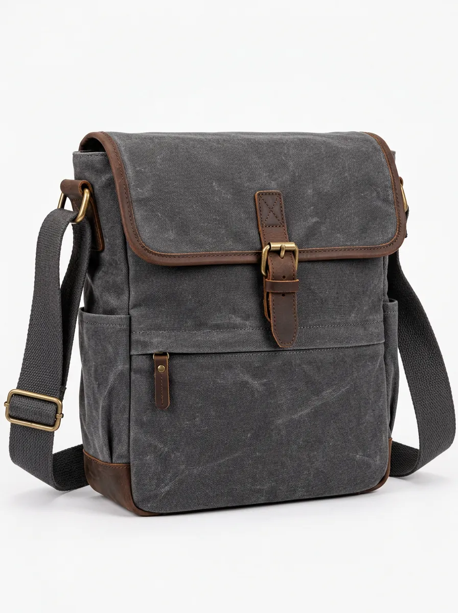 Men's Waxed Canvas Crossbody Bag with Unfussy Styling