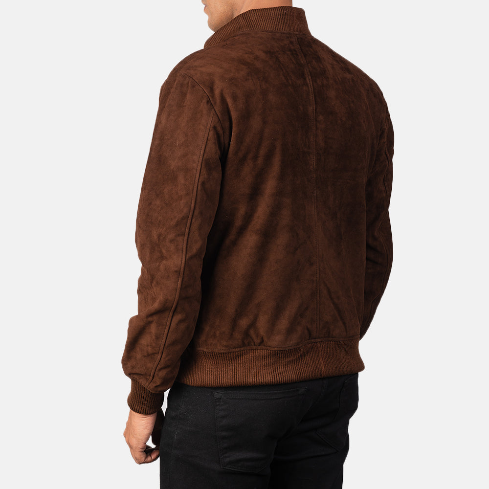 Men's Textured Bomber Suede Jacket