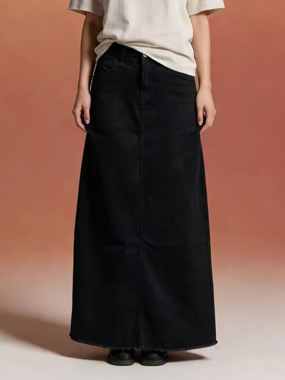 Raw Hem Maxi Skirt