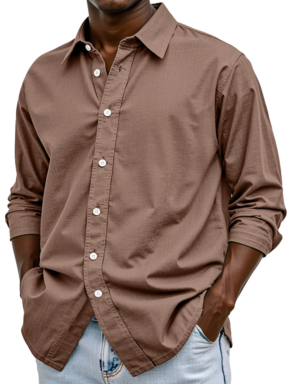 Everyday Long Sleeve Open Collar Shirt