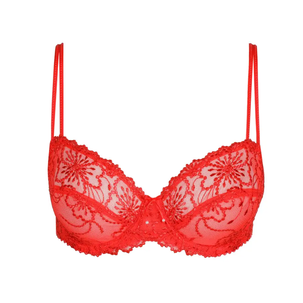 Women's Balconette Underwire Unpadded Two-Part Cup Leotard Back Adjustable Straps Floral Lace Embroidery Bra