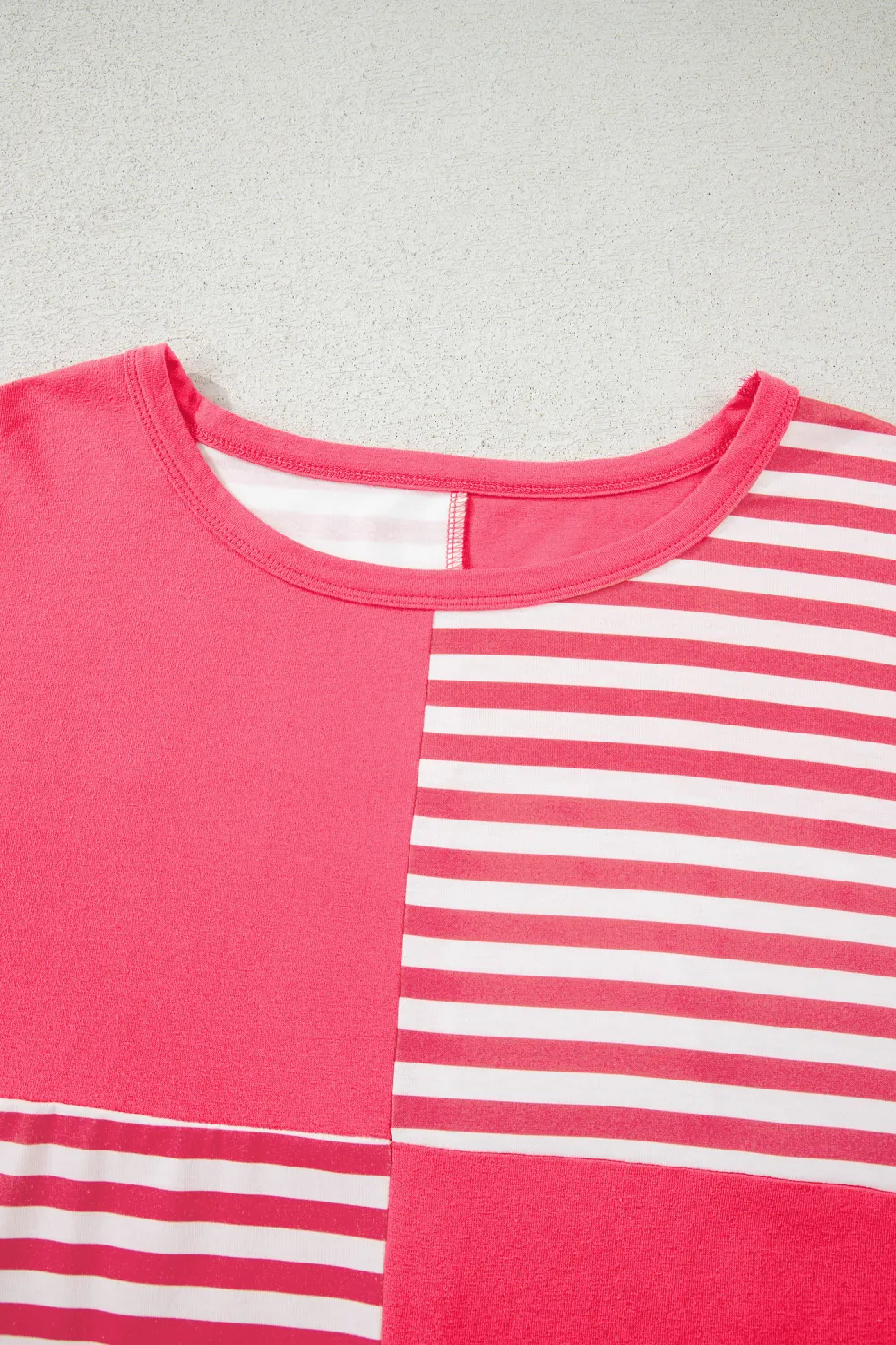 Pink Stripe Block Patchwork Drop Top