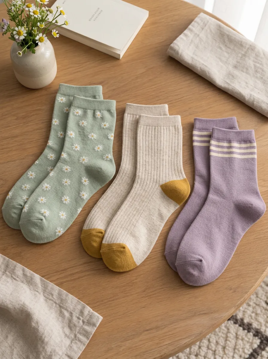 Women's Daisy Floral Striped Printed 3-Pack Socks