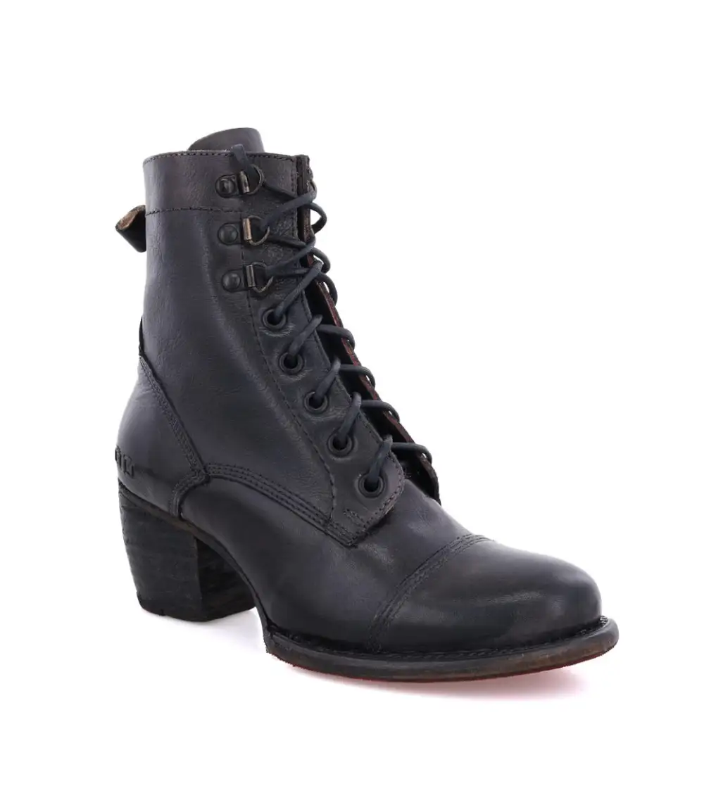 Cap-Toe Side-Zip Lace-Up Boots