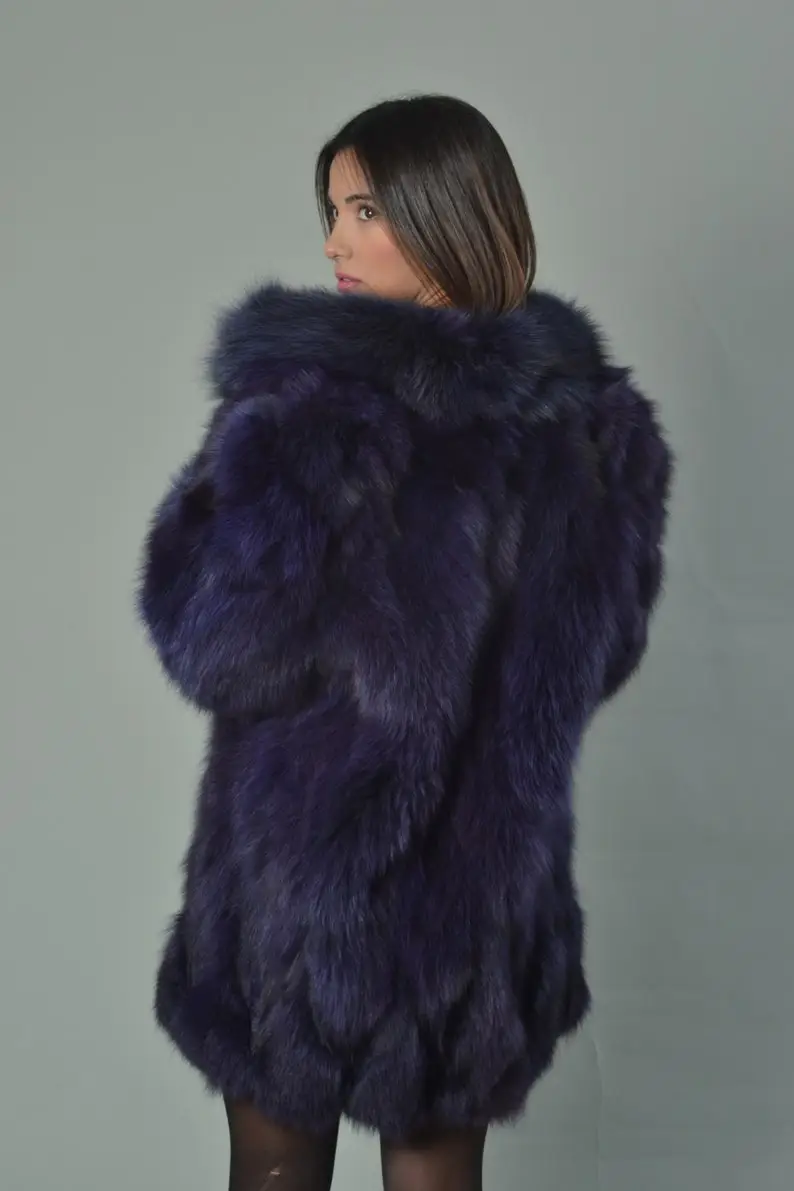 Purple Fox Fur Coat