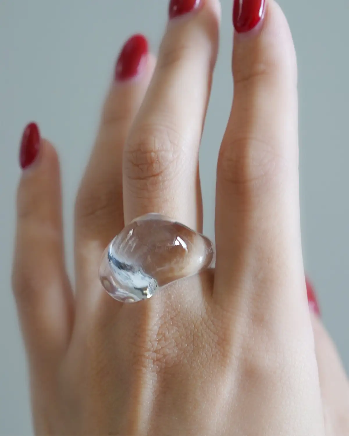 Crystal Glass Clear Wavy Ring