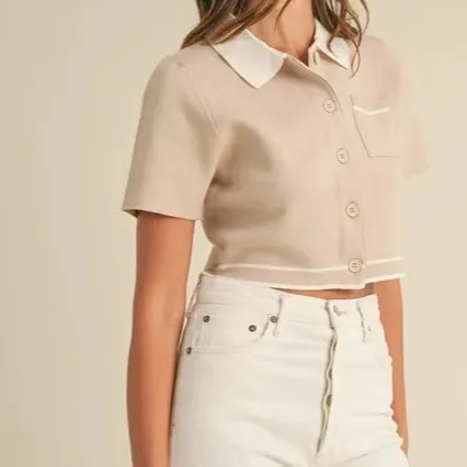 Refined Button Down Pocket Detail Knit Cardigan