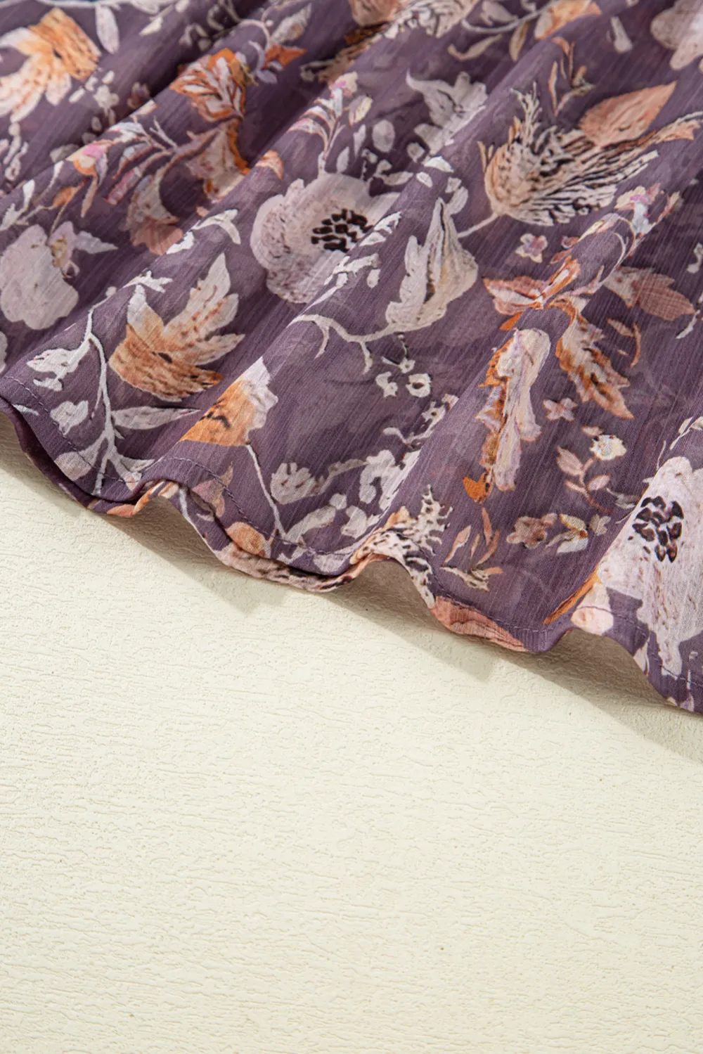 Blue Boho Flower Print Three Blouse