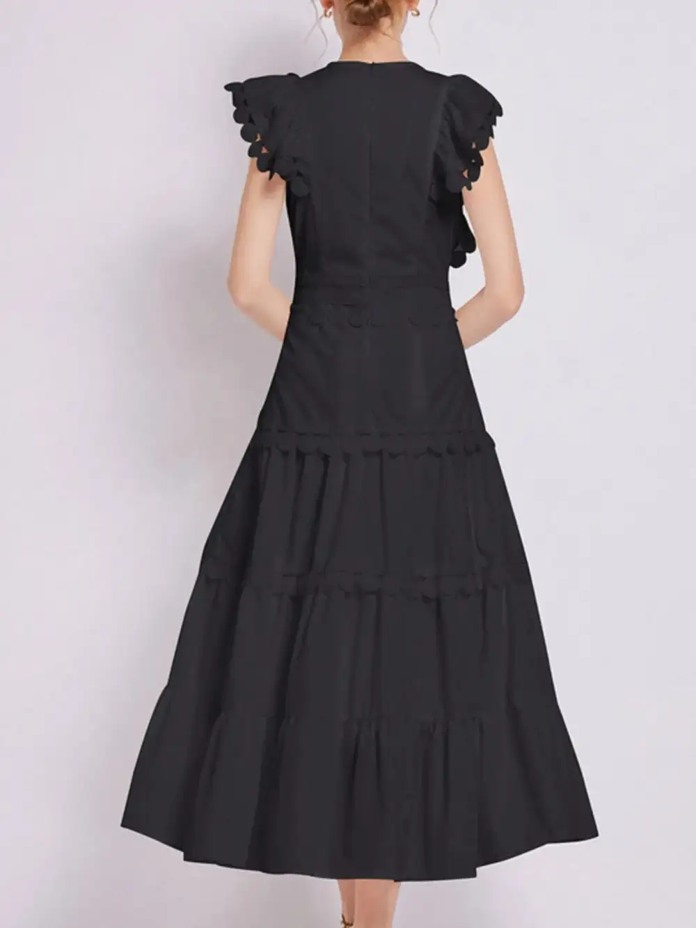 Embroidered Ruffle Tiered Dress Casual
