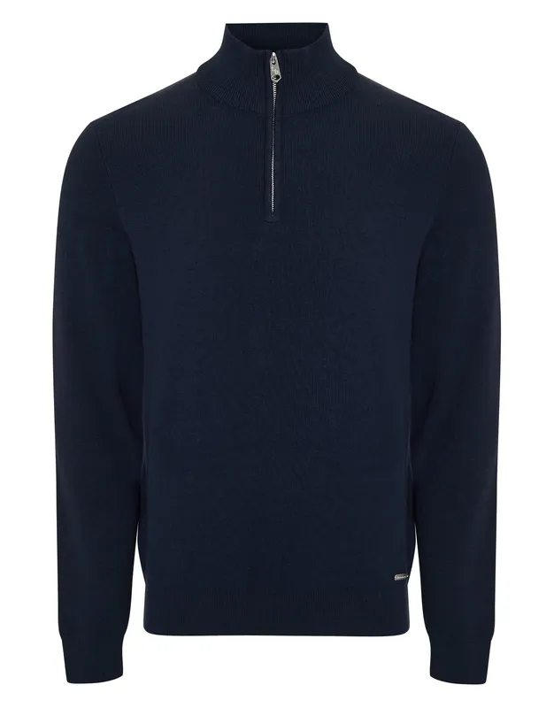 Navy Knit Quarter-Zip Sweater