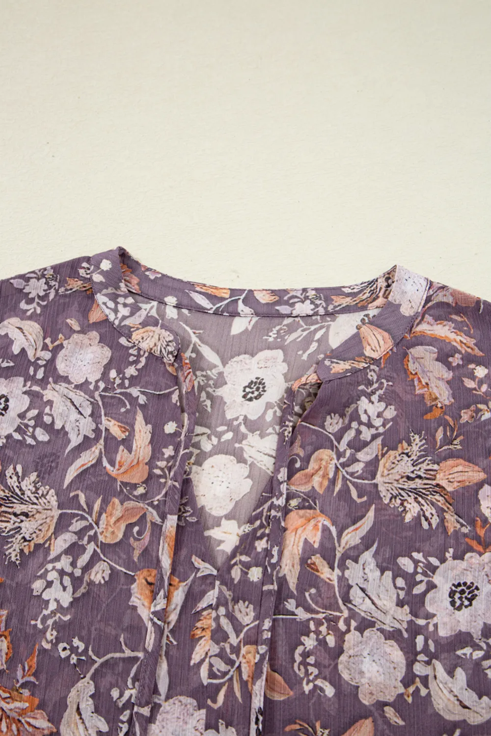 Blue Boho Flower Print Three Blouse