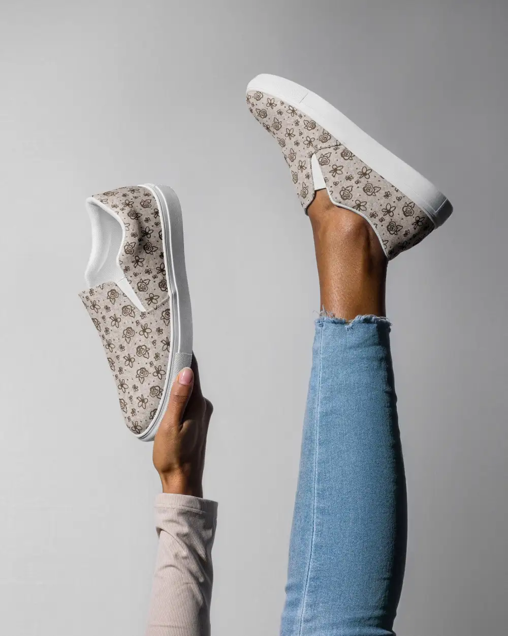 Delicate Floral Slip On Shoes