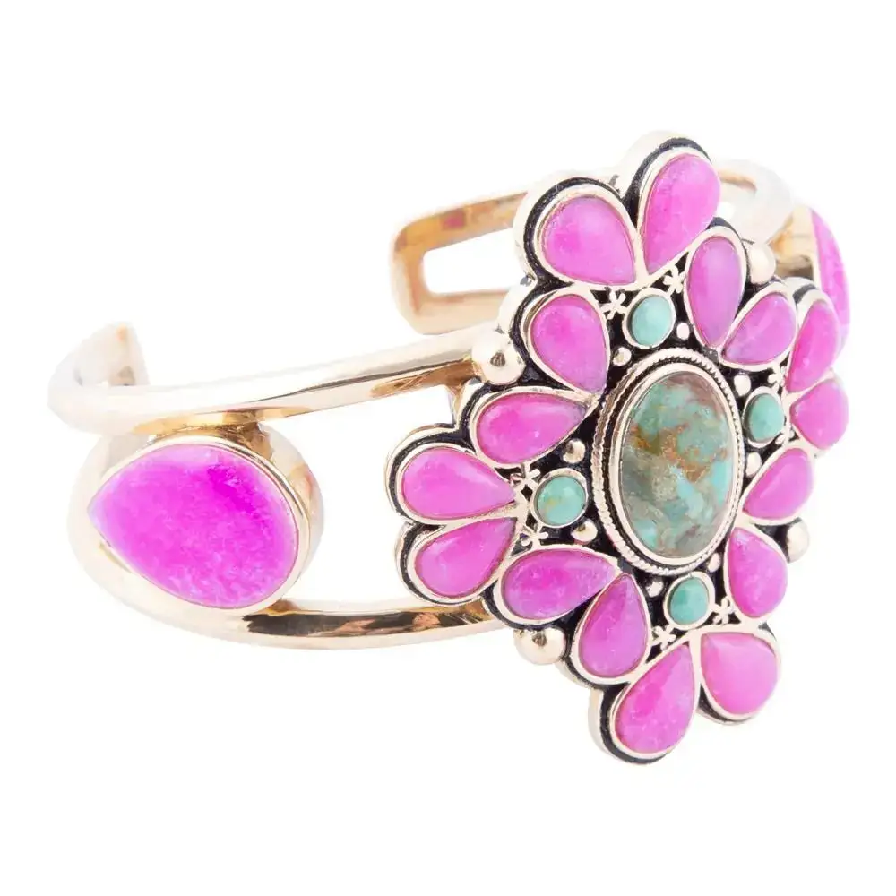 Charm Statement Turquoise Agate Bronze Bracelet
