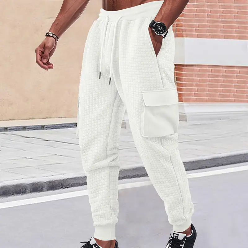 Men's Quilted Cargo Pants Waist Pockets Cargo Pants
