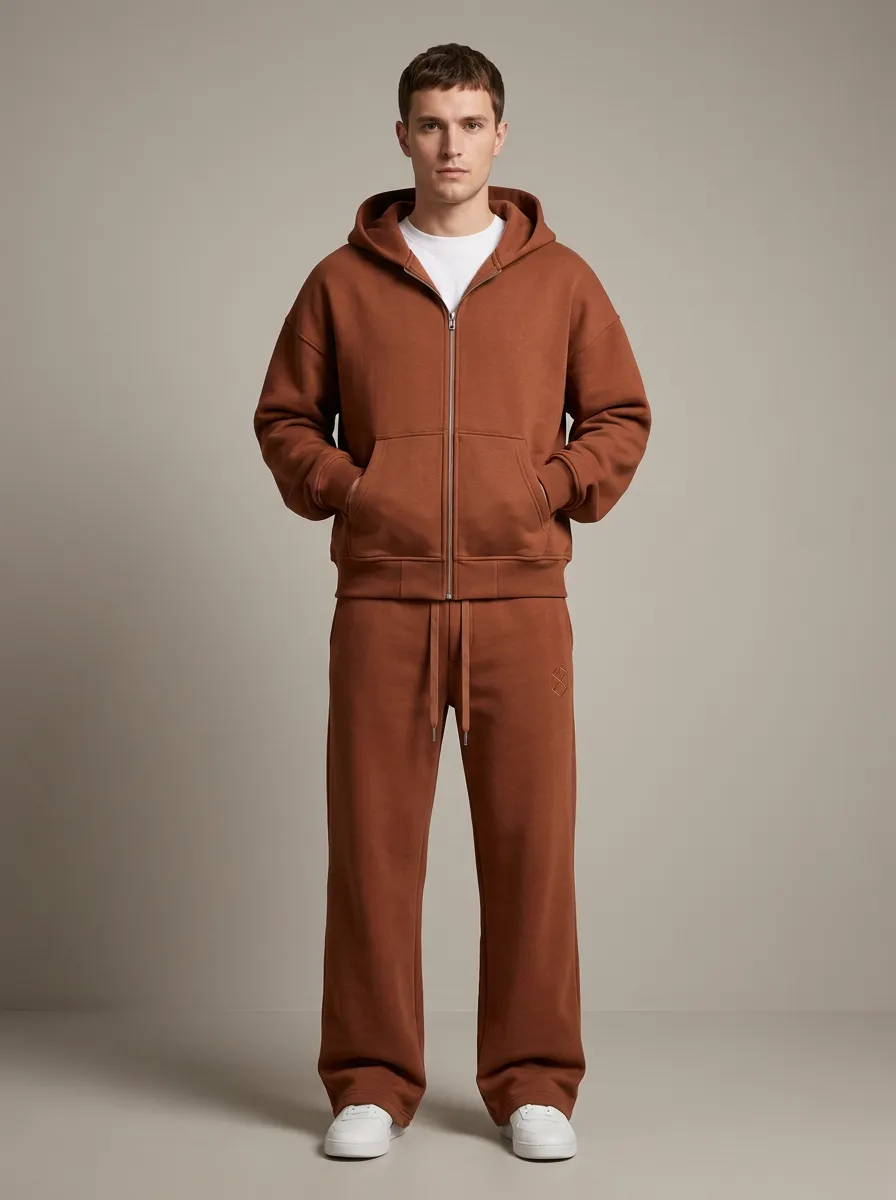 Unisex Minimalist Travel Ready Zip-Up Hoodie Sweatpants Set