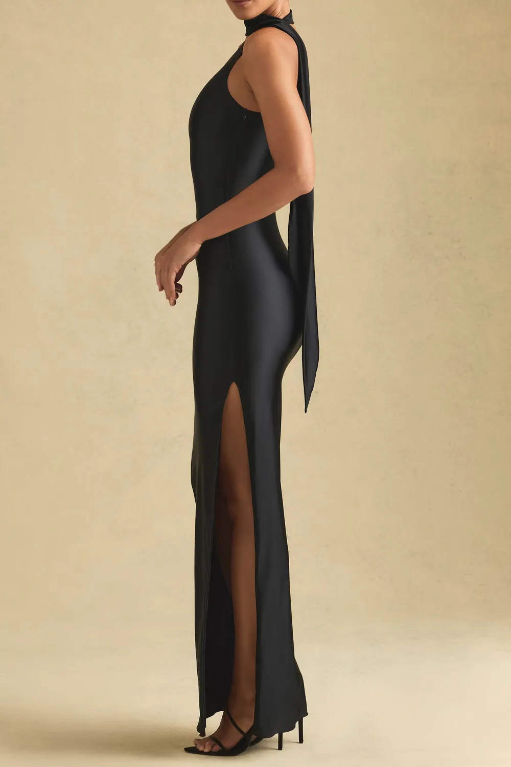 Elegant High-Shine Satin Long Dress For Women