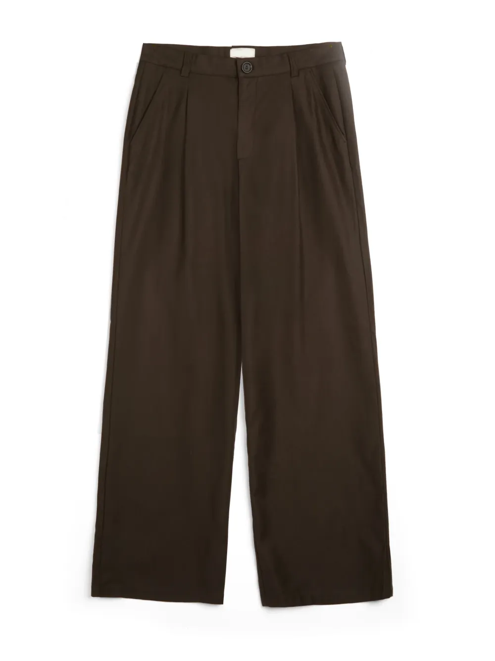 Brown Wide-Leg High Waisted Lightweight Cotton-Linen Trousers