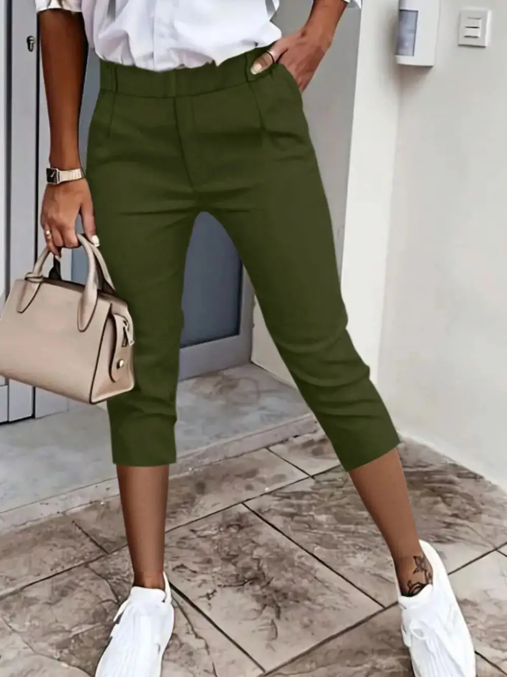 Pleated Detail Pants With Pocket