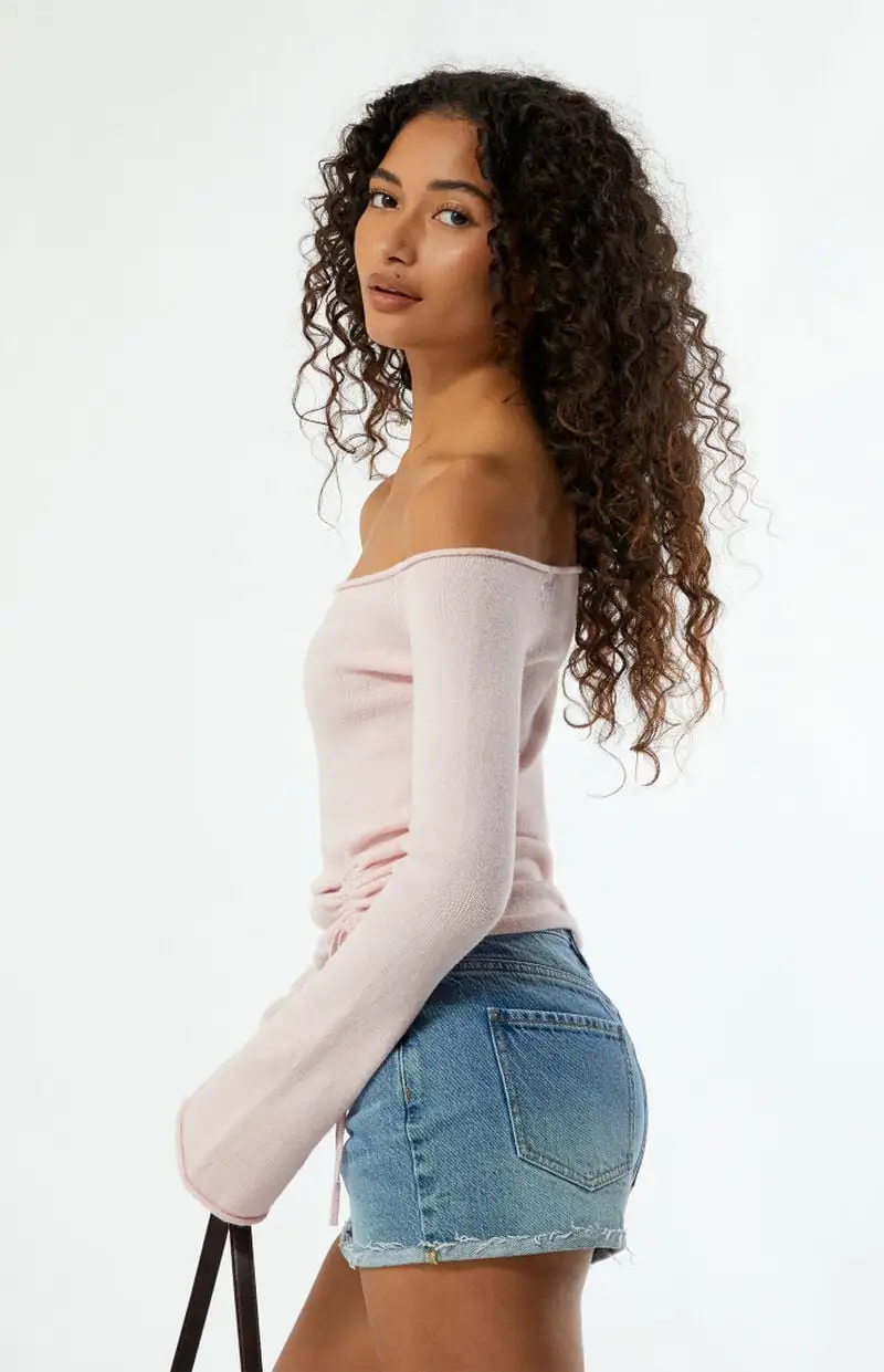 LA Hearts Carrie Cinched Off-The-Shoulder Sweater