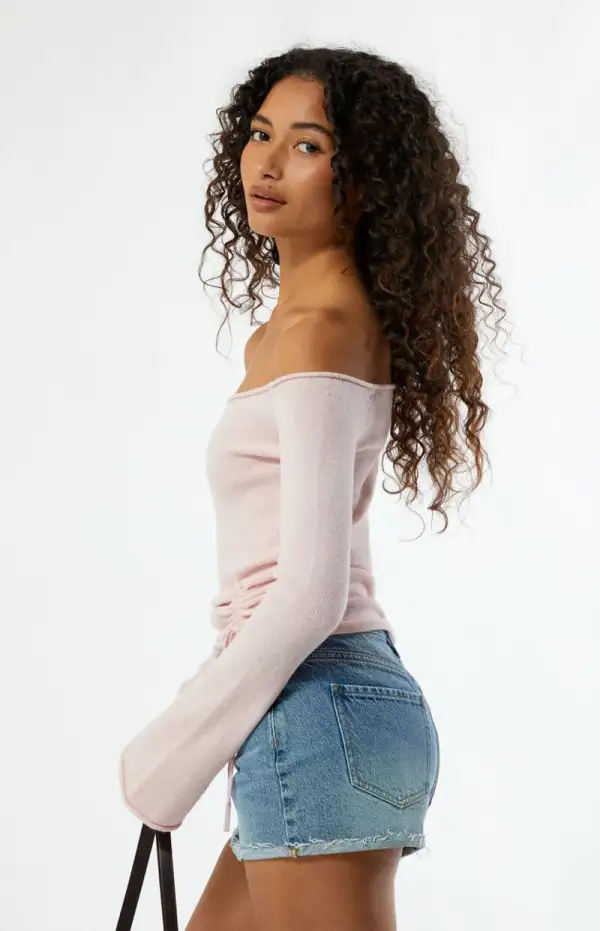 LA Hearts Carrie Cinched Off-The-Shoulder Sweater