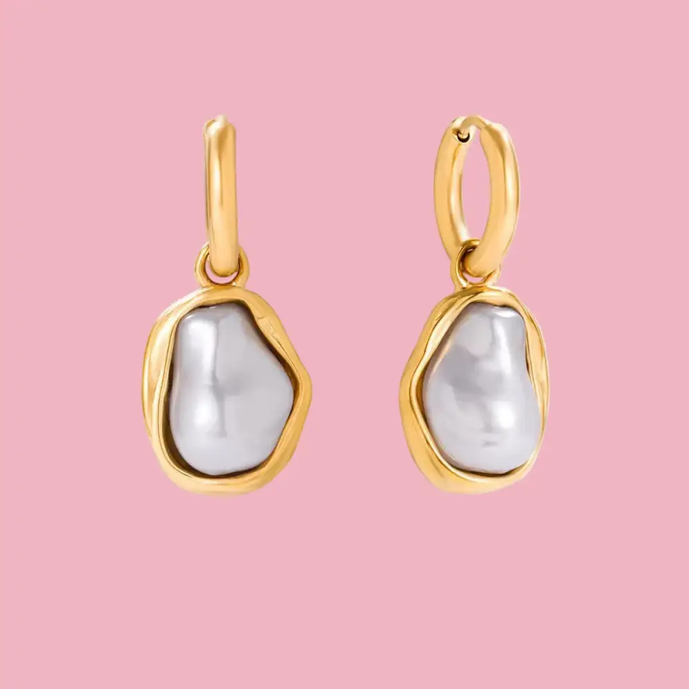 Pearl Huggie Earrings