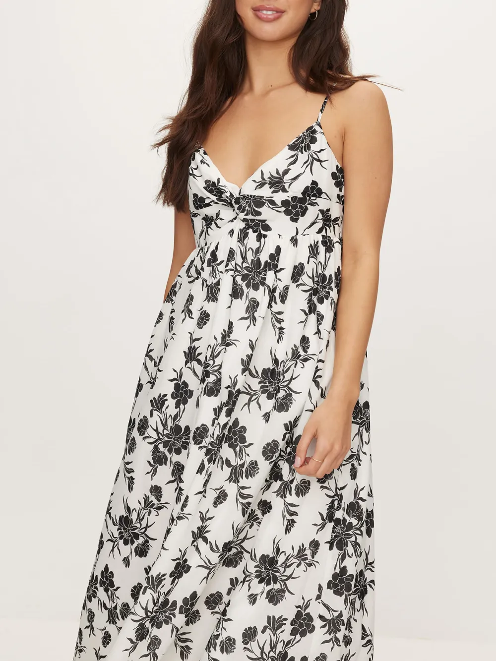 Black And White Printed Suspender Maxi Dress