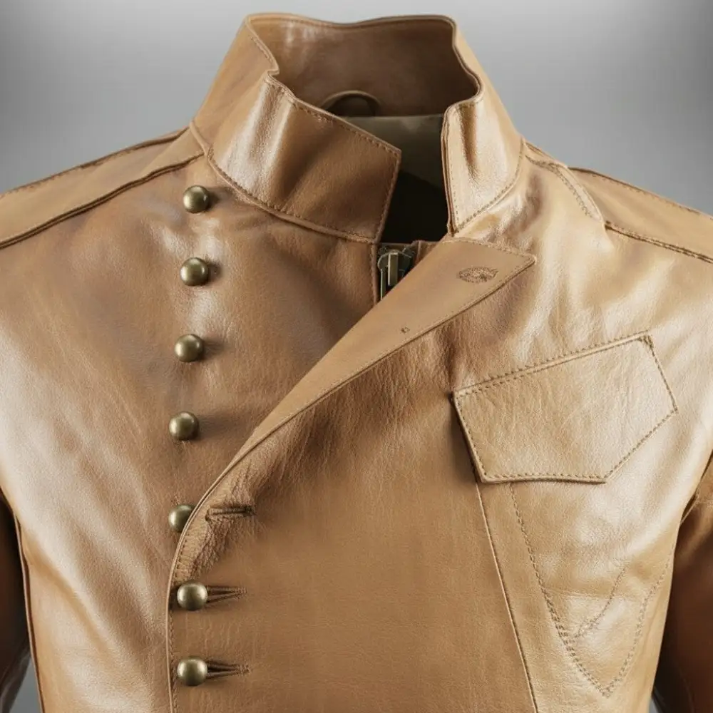 Leather Stand Collar Jacket