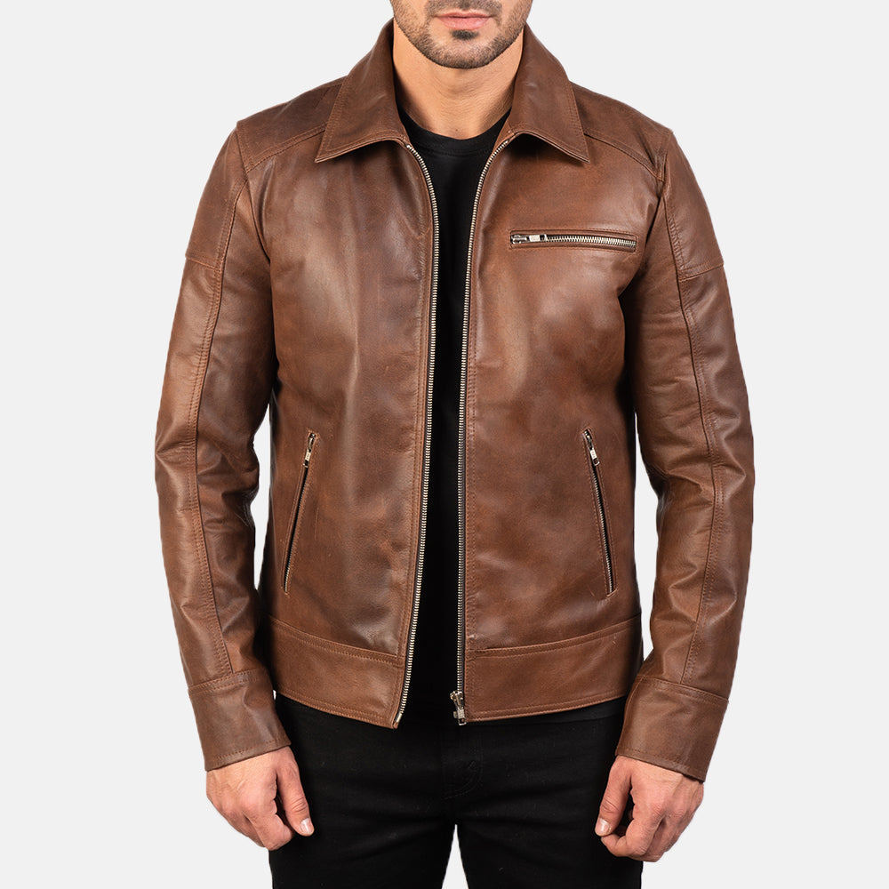 Men's Utility Biker Leather Jacket