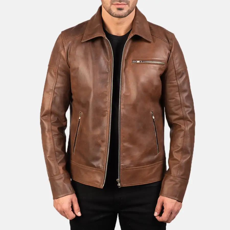 Men's Utility Biker Leather Jacket