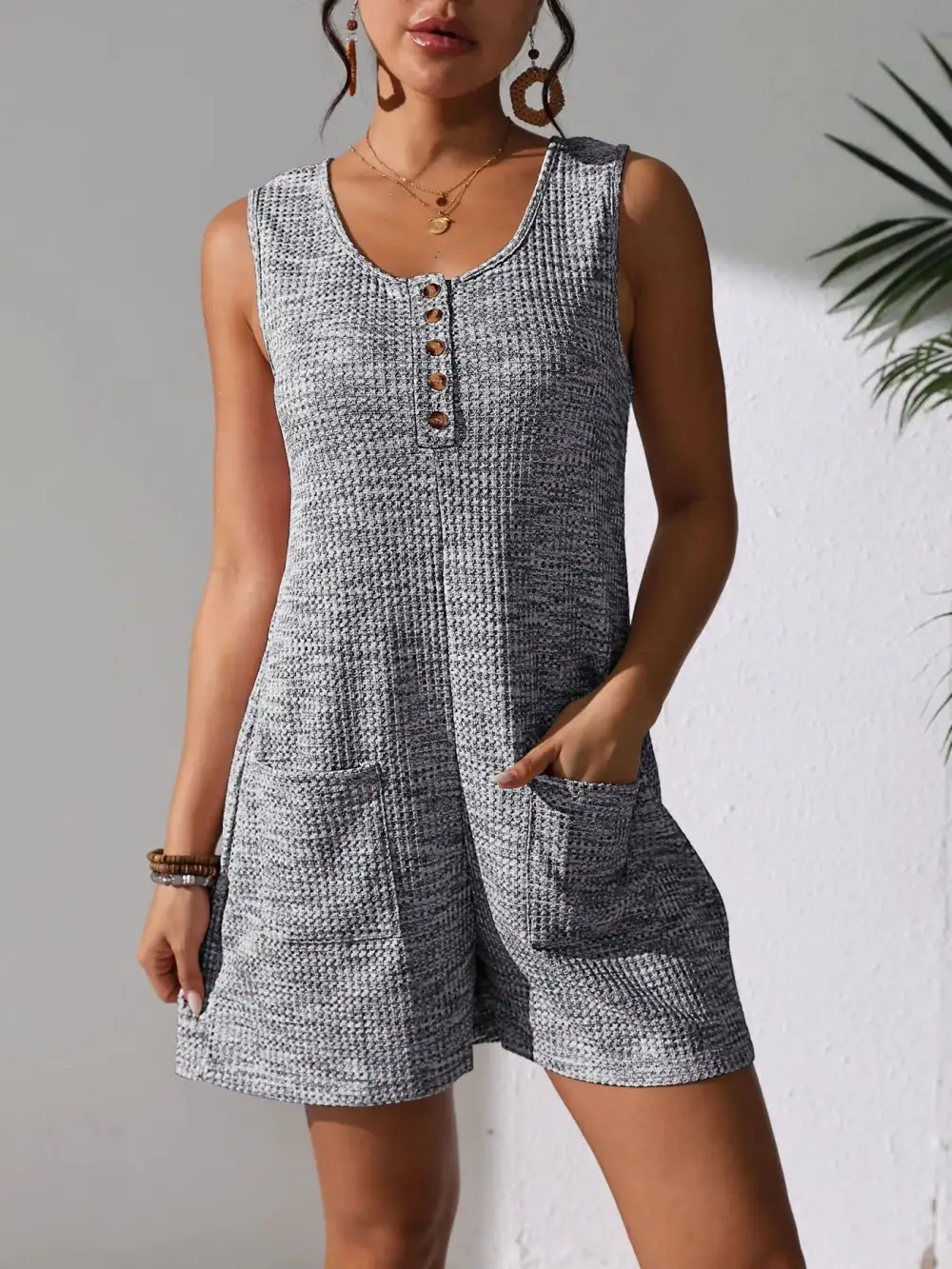 Everyday Button Front Pocket Romper