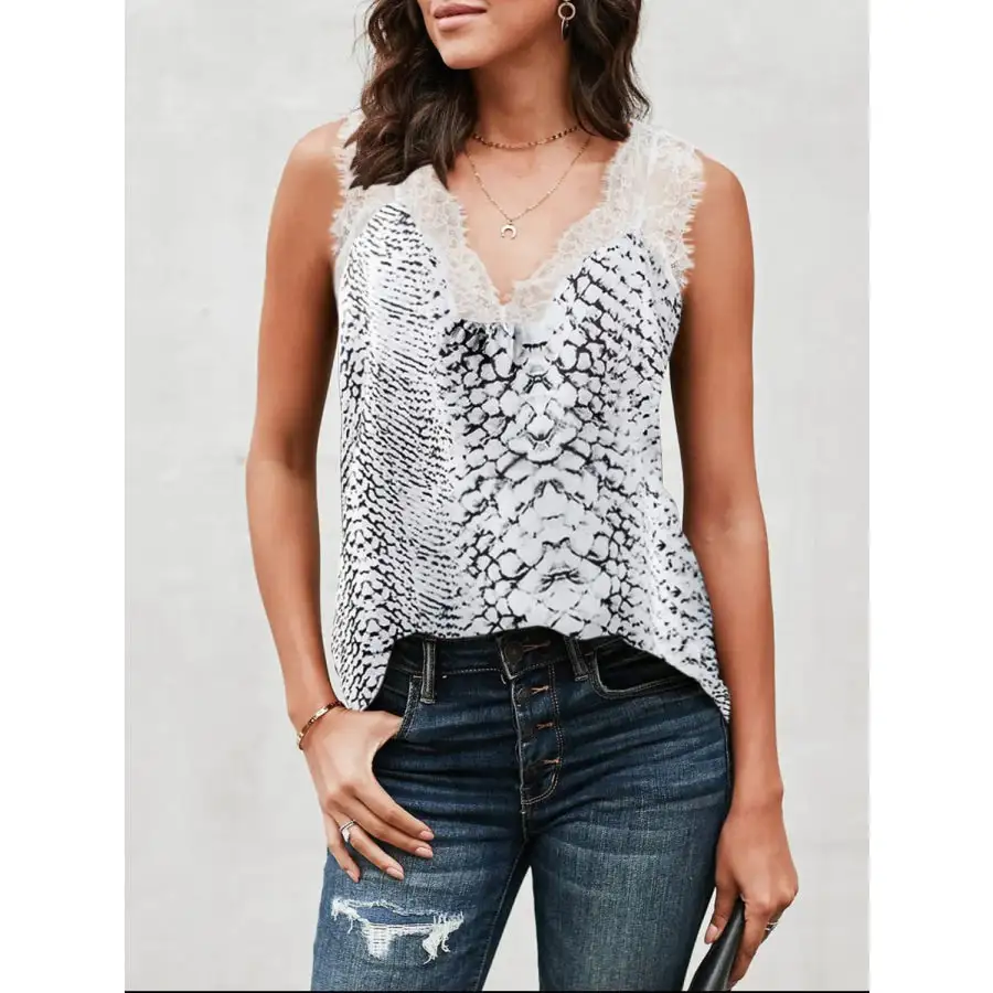 Soft Lace Detail V Neck Tank