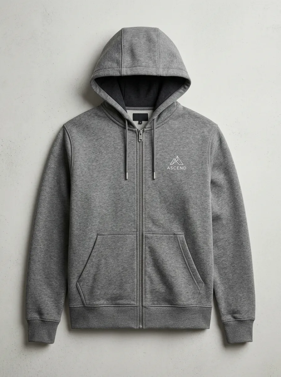 Modern Zip-Up Mountain Graphic Layering Style Men's Hoodie