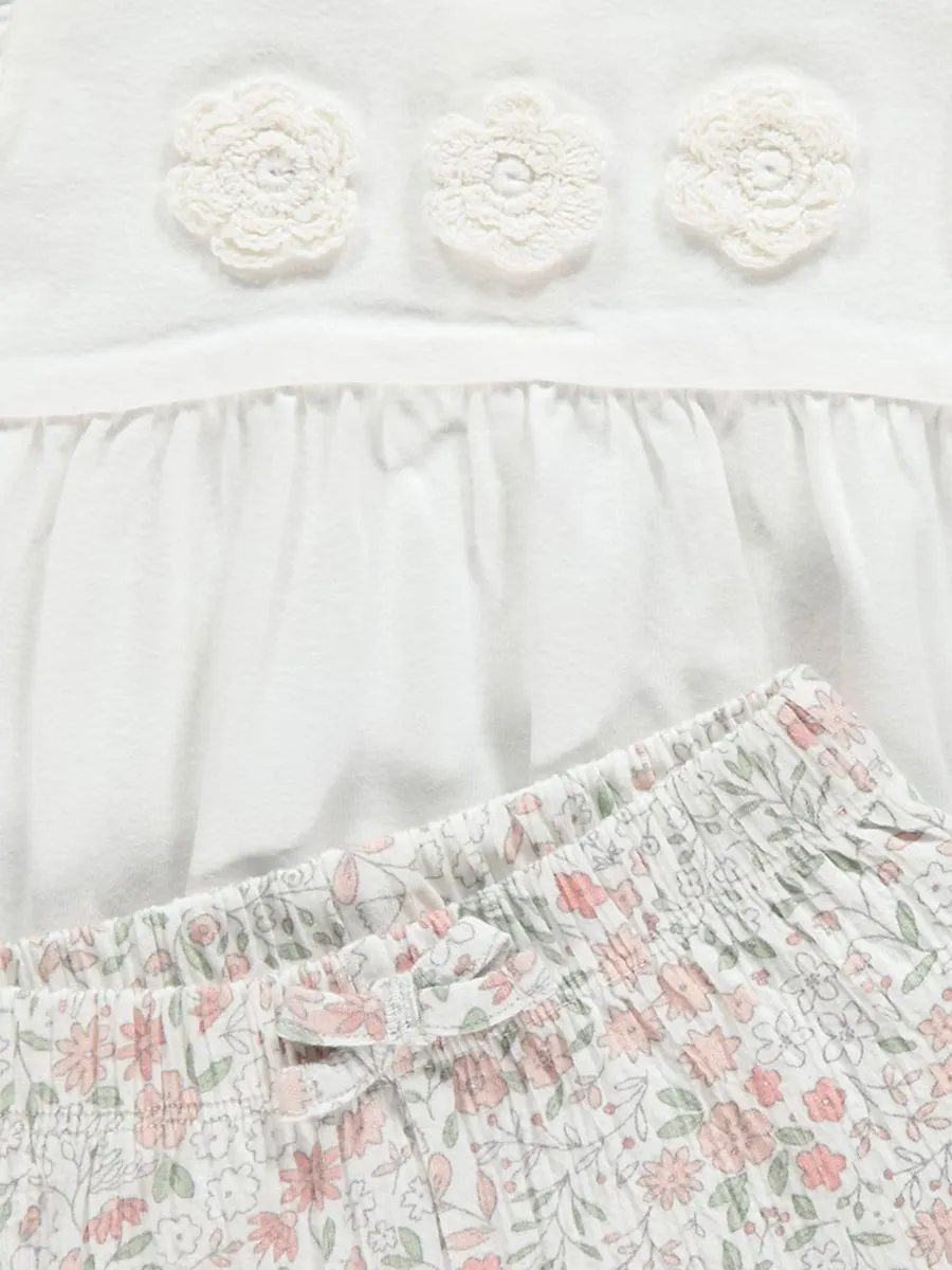 White Floral Top and Shorts Outfit