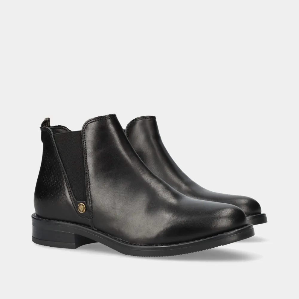 Leather Comfort Elastic Metal Detail Ankle Boots