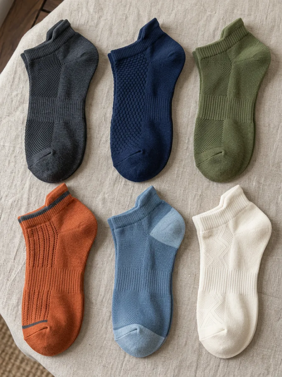 Men's Multi-Color Textured Ankle 6-Pack Socks