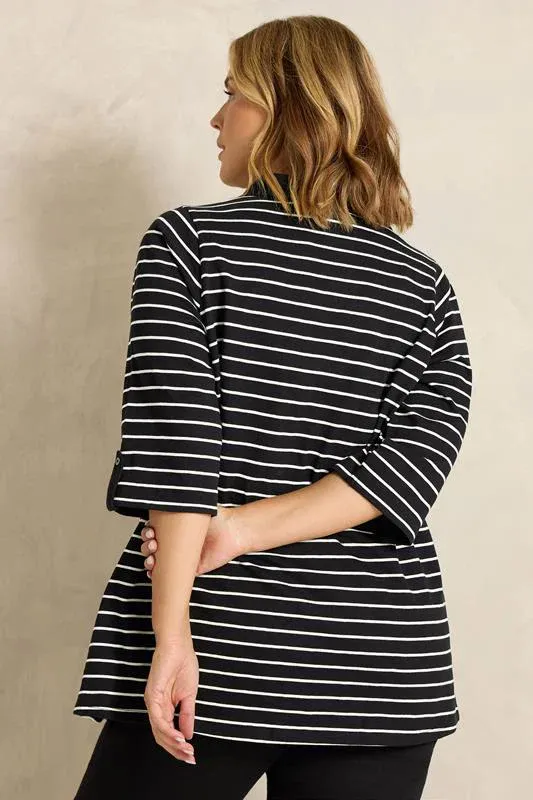 Black Stripe Henley Top