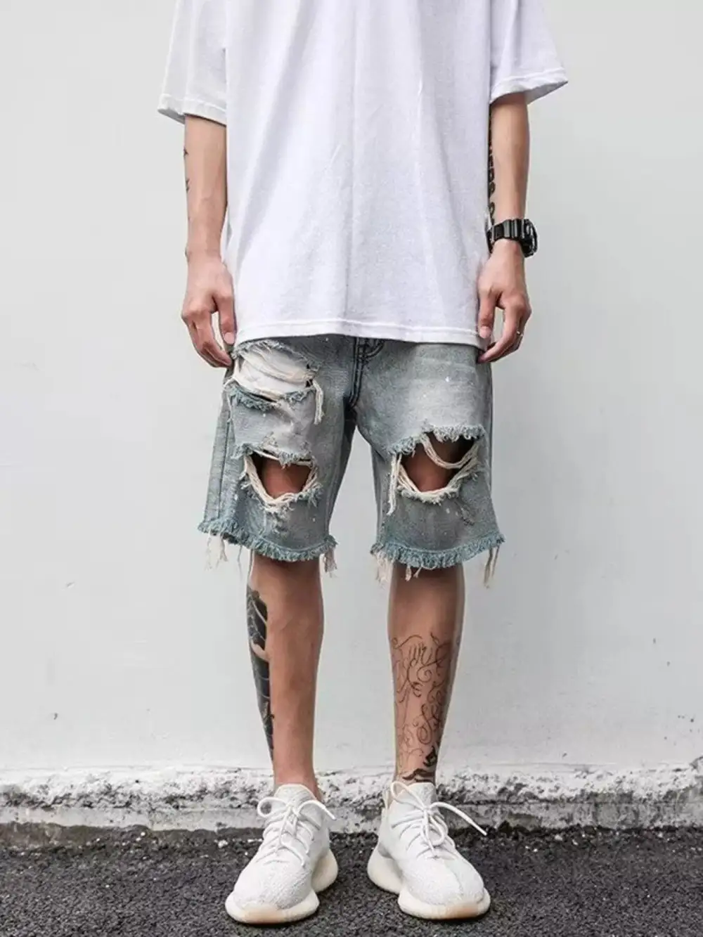 Men's Full Size Distressed Denim Shorts Plus Size