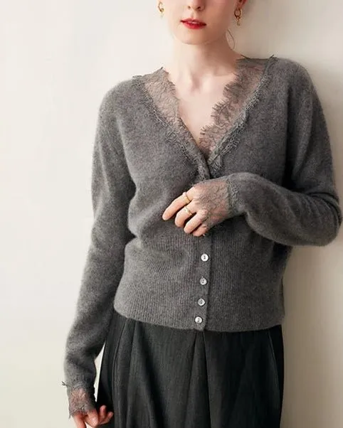 Modern Cashmere Button-Front V-Neck Relaxed-Fit Cardigan