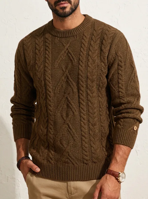 Men’s Ribbed Cable-Knit Relaxed Sweater