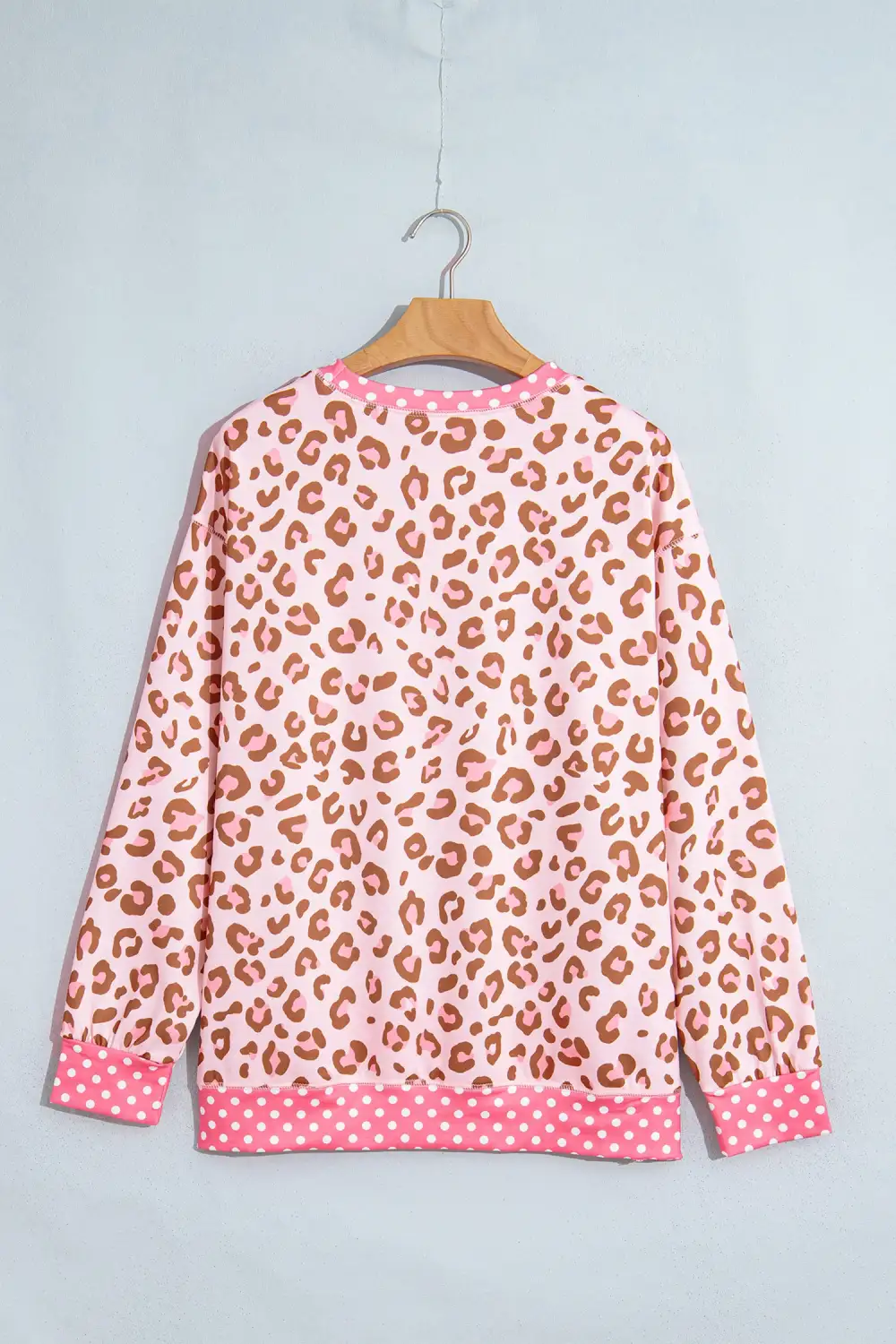 Women's Polka Dot Top With Leopard Print And Colorblock