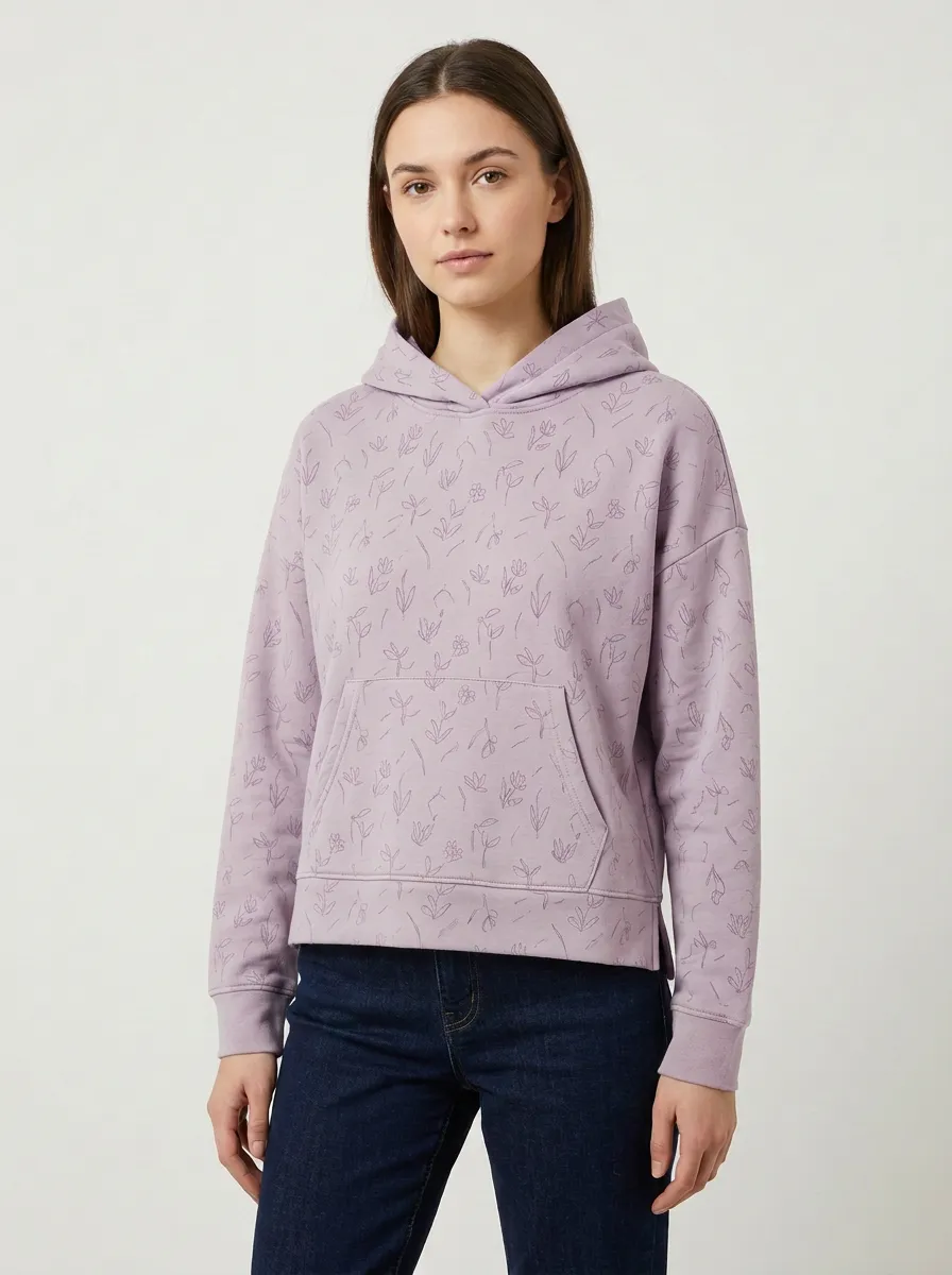 Women's Everyday Botanical Line Art Minimal Graphic Hoodie