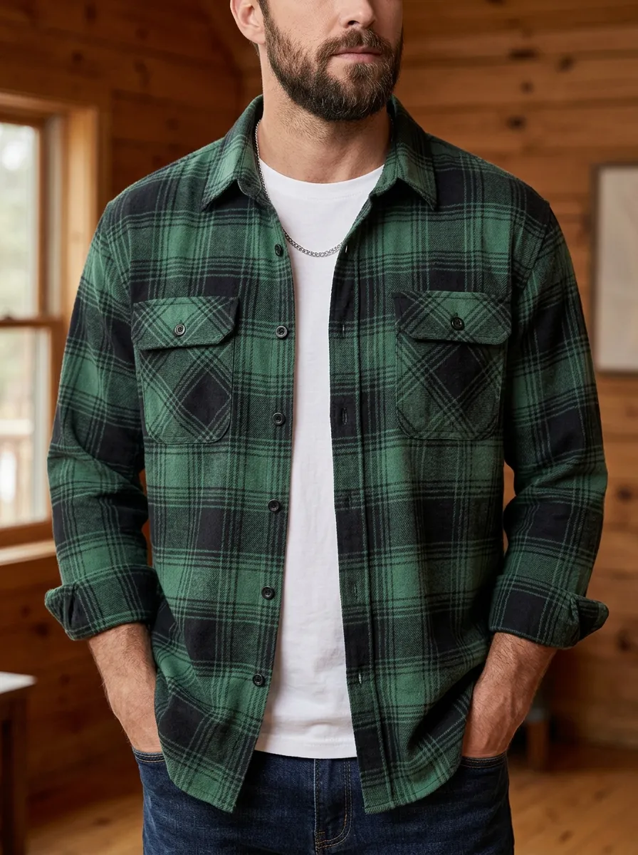 Forest Plaid Button Front Shirt