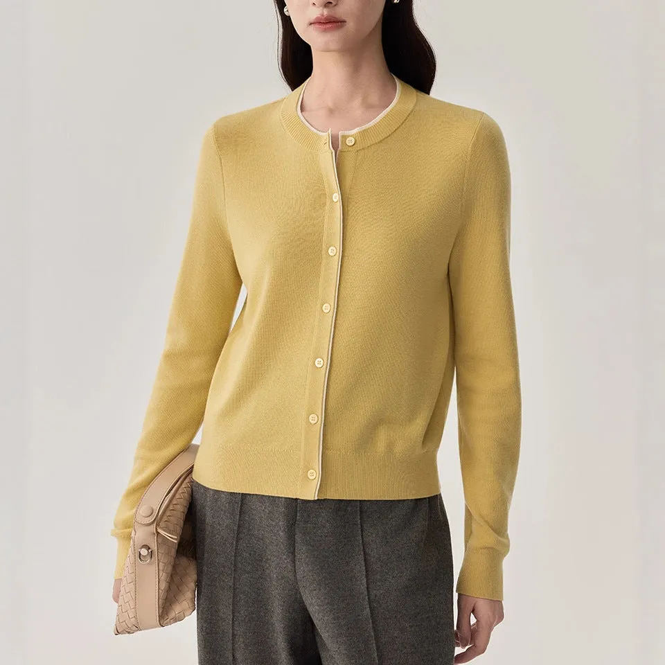 Women's Wool Round-Neck Cardigan