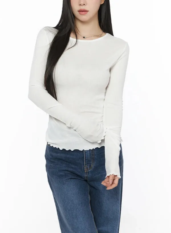 Lettuce Edge Sheer Long Sleeve Top