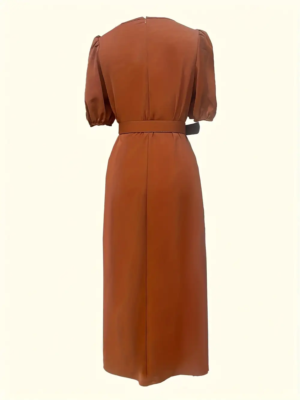 Tie Waist Puff Sleeve Midi Dress