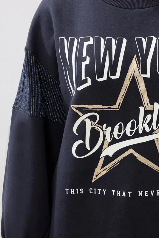 Navy Blue 'New York' Crew Neck Sweatshirt