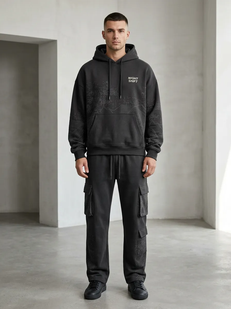 Cargo Sweatpants Topographic Men's Two-Piece Tracksuit