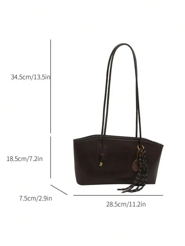 Urban Sport: Letter-Print PU Leather Bowling Bag